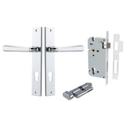 Copenhagen Lever Rectangular Backplate Entrance Kit w High Security Lock Polished Chrome