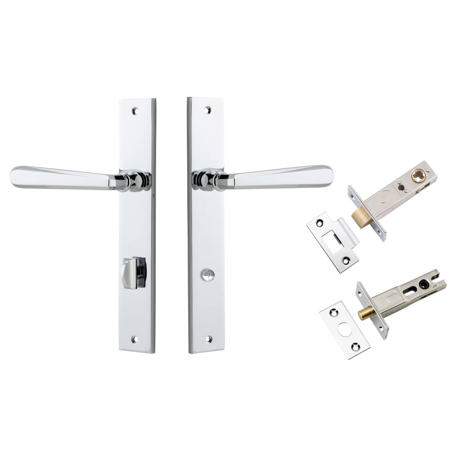 Copenhagen Lever Rectangular Backplate Privacy Kit w Privacy Turn Polished Chrome