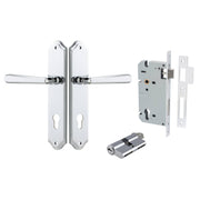 Copenhagen Lever Shouldered Backplate Entrance Kit w High Security Lock Polished Chrome