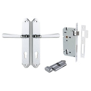 Copenhagen Lever Shouldered Backplate Entrance Kit w High Security Lock Polished Chrome
