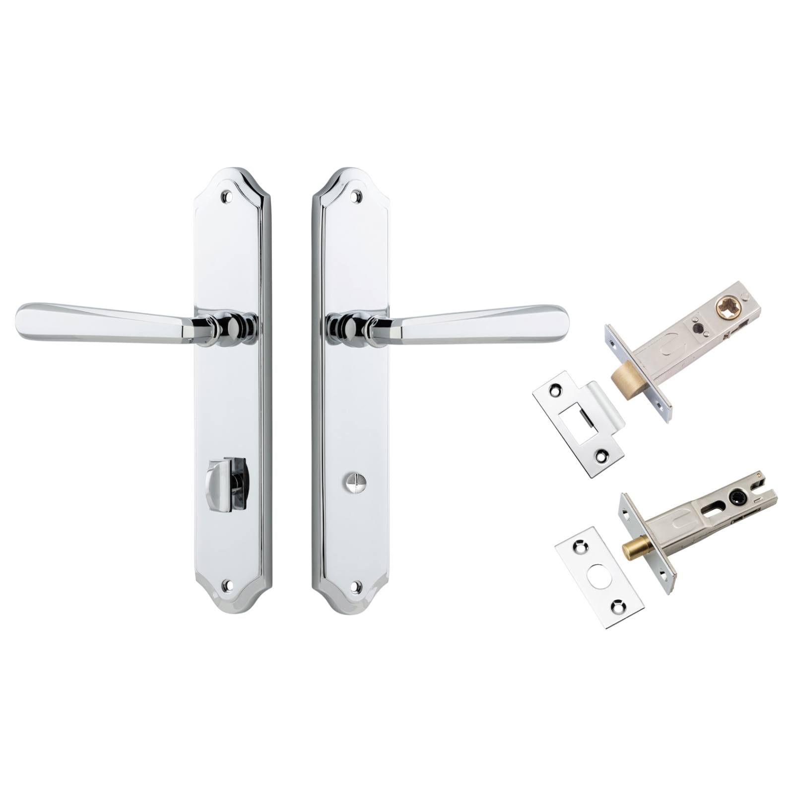 Copenhagen Lever Shouldered Backplate Privacy Kit w Privacy Turn Polished Chrome