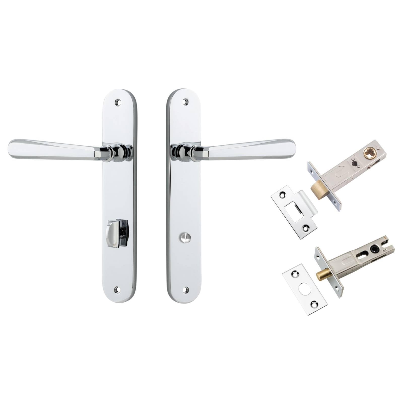 Copenhagen Lever Oval Backplate Privacy Kit w Privacy Turn Polished Chrome