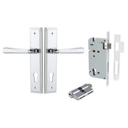 Copenhagen Lever Stepped Backplate Entrance Kit w High Security Lock Polished Chrome