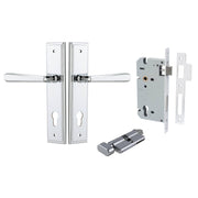 Copenhagen Lever Stepped Backplate Entrance Kit w High Security Lock Polished Chrome