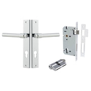 Helsinki Lever Rectangular Backplate Entrance Kit w High Security Lock Polished Chrome