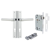 Helsinki Lever Rectangular Backplate Entrance Kit w High Security Lock Polished Chrome