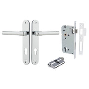 Helsinki Lever Oval Backplate Entrance Kit w High Security Lock Polished Chrome