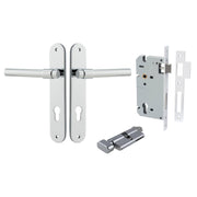Helsinki Lever Oval Backplate Entrance Kit w High Security Lock Polished Chrome