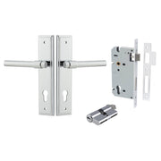 Helsinki Lever Stepped Backplate Entrance Kit w High Security Lock Polished Chrome