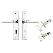 Helsinki Lever Chamfered Backplate Privacy Kit w Privacy Turn Polished Chrome