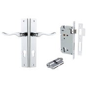 Stirling Lever Rectangular Backplate Entrance Kit w High Security Lock Polished Chrome