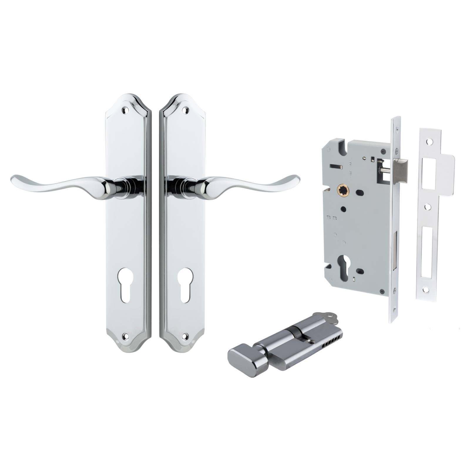 Stirling Lever Shouldered Backplate Entrance Kit w High Security Lock Polished Chrome