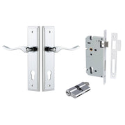 Stirling Lever Stepped Backplate Entrance Kit w High Security Lock Polished Chrome