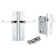 Stirling Lever Stepped Backplate Entrance Kit w High Security Lock Polished Chrome