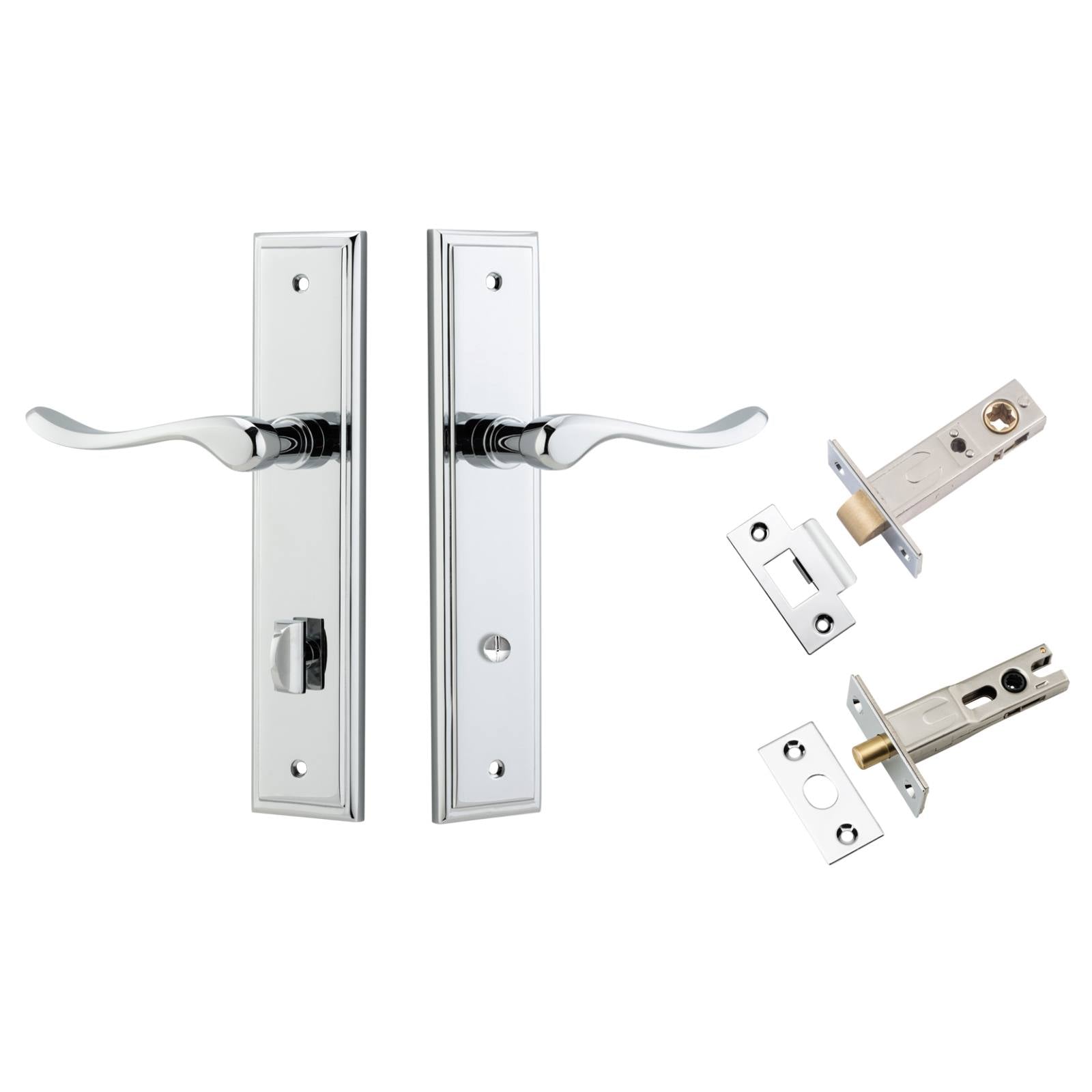 Stirling Lever Stepped Backplate Privacy Kit w Privacy Turn Polished Chrome