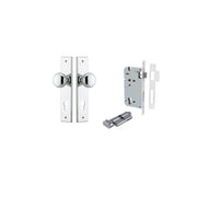 Cambridge Knob Chamfered Backplate Entrance Kit w High Security Lock Polished Chrome