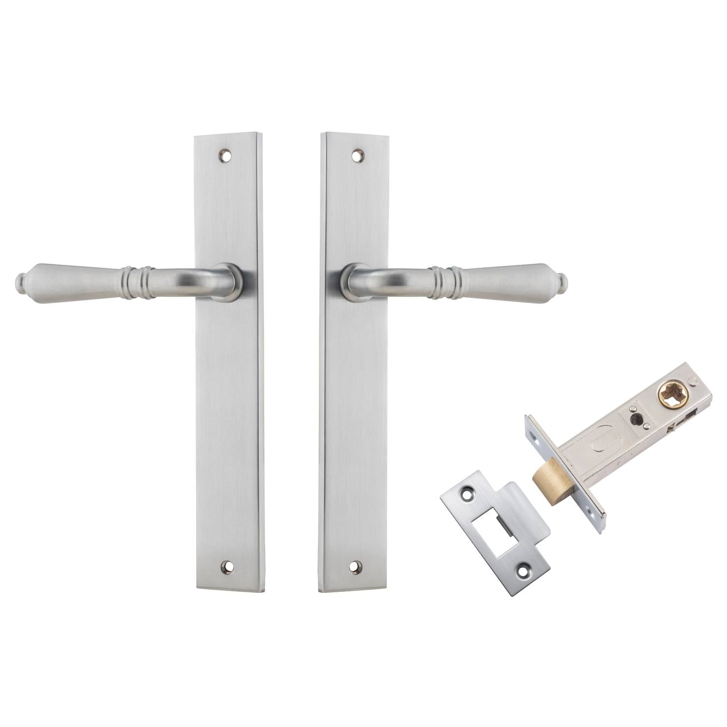 Sarlat Lever Rectangular Backplate Passage Kit Brushed Chrome