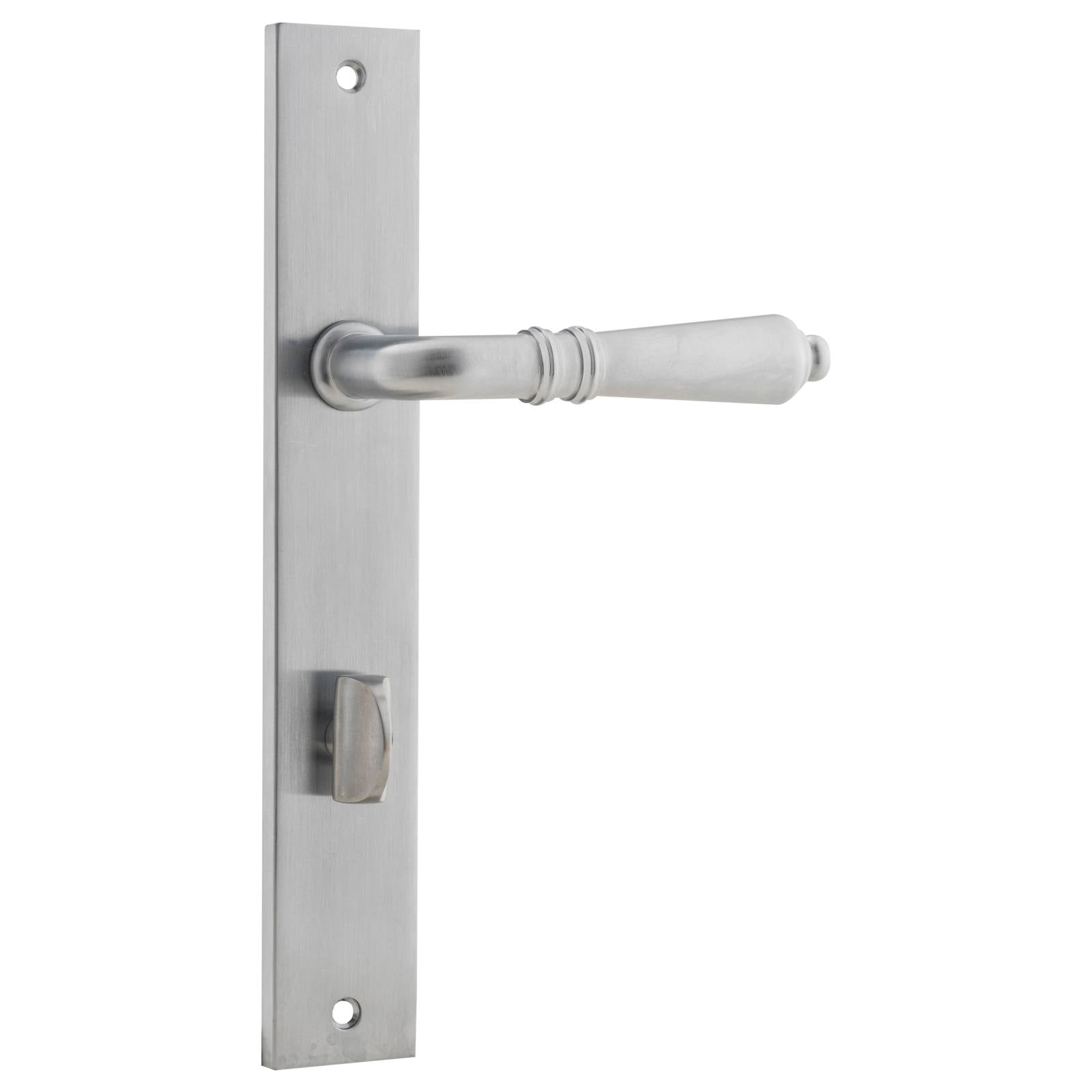 Sarlat Rectangular 85mm Privacy Lever Set, Brushed Chrome