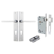 Baltimore Lever Rectangular Backplate Entrance Kit w High Security Lock Brushed Chrome