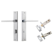 Baltimore Lever Rectangular Backplate Privacy Kit w Privacy Turn Brushed Chrome