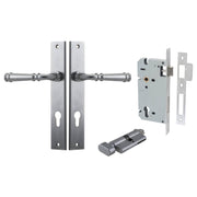 Verona Lever Rectangular Backplate Entrance Kit w High Security Lock Brushed Chrome