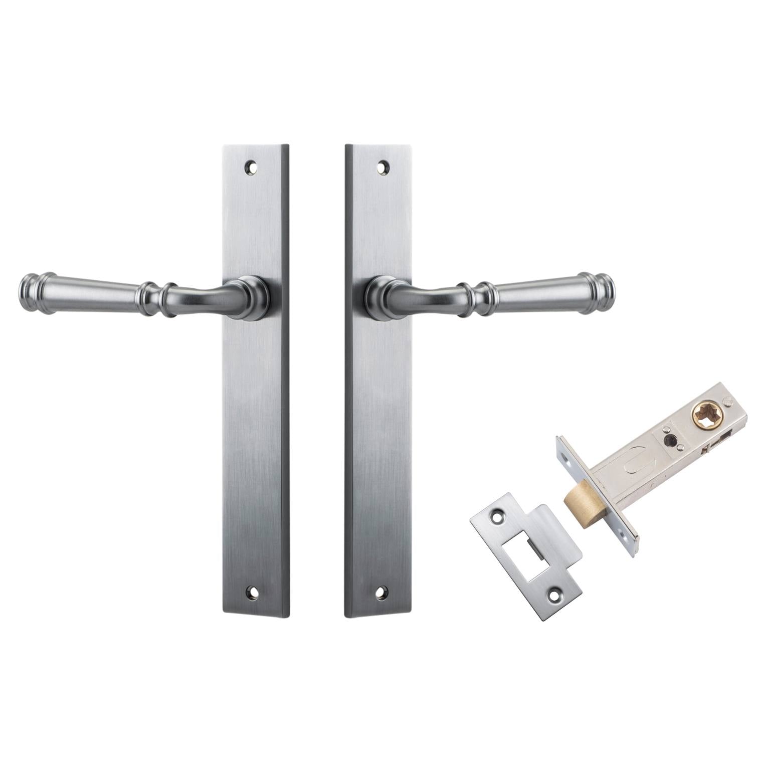 Verona Lever Rectangular Backplate Passage Kit Brushed Chrome