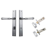 Verona Lever Rectangular Backplate Privacy Kit w Privacy Turn Brushed Chrome