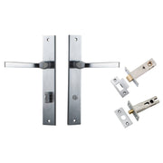 Annecy Lever Rectangular Backplate Privacy Kit w Privacy Turn Brushed Chrome