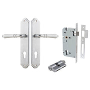 Sarlat Lever Shouldered Backplate Entrance Kit w High Security Lock Brushed Chrome