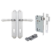 Sarlat Lever Shouldered Backplate Entrance Kit w High Security Lock Brushed Chrome