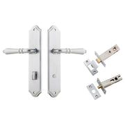 Sarlat Lever Shouldered Backplate Privacy Kit w Privacy Turn Brushed Chrome