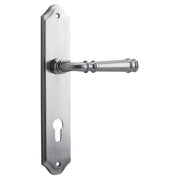 Verona Lever - Shouldered Backplate with Euro 85mm Pitch Brushed Chrome