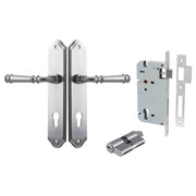 Verona Lever Shouldered Backplate Entrance Kit w High Security Lock Brushed Chrome