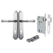 Verona Lever Shouldered Backplate Entrance Kit w High Security Lock Brushed Chrome