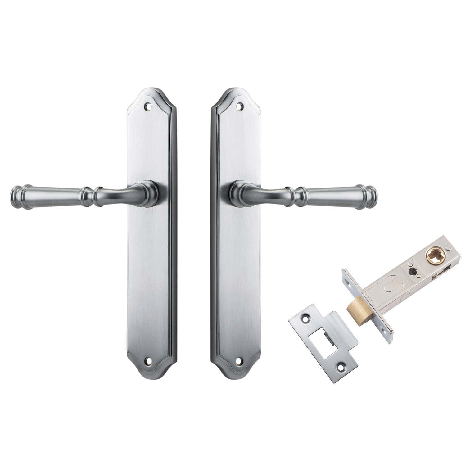 Verona Lever Shouldered Backplate Passage Kit Brushed Chrome