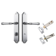 Verona Lever Shouldered Backplate Privacy Kit w Privacy Turn Brushed Chrome