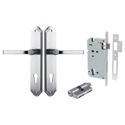 Annecy Lever Shouldered Backplate Entrance Kit w High Security Lock Brushed Chrome