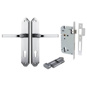 Annecy Lever Shouldered Backplate Entrance Kit w High Security Lock Brushed Chrome