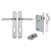 Sarlat Lever Oval Backplate Entrance Kit w High Security Lock Brushed Chrome