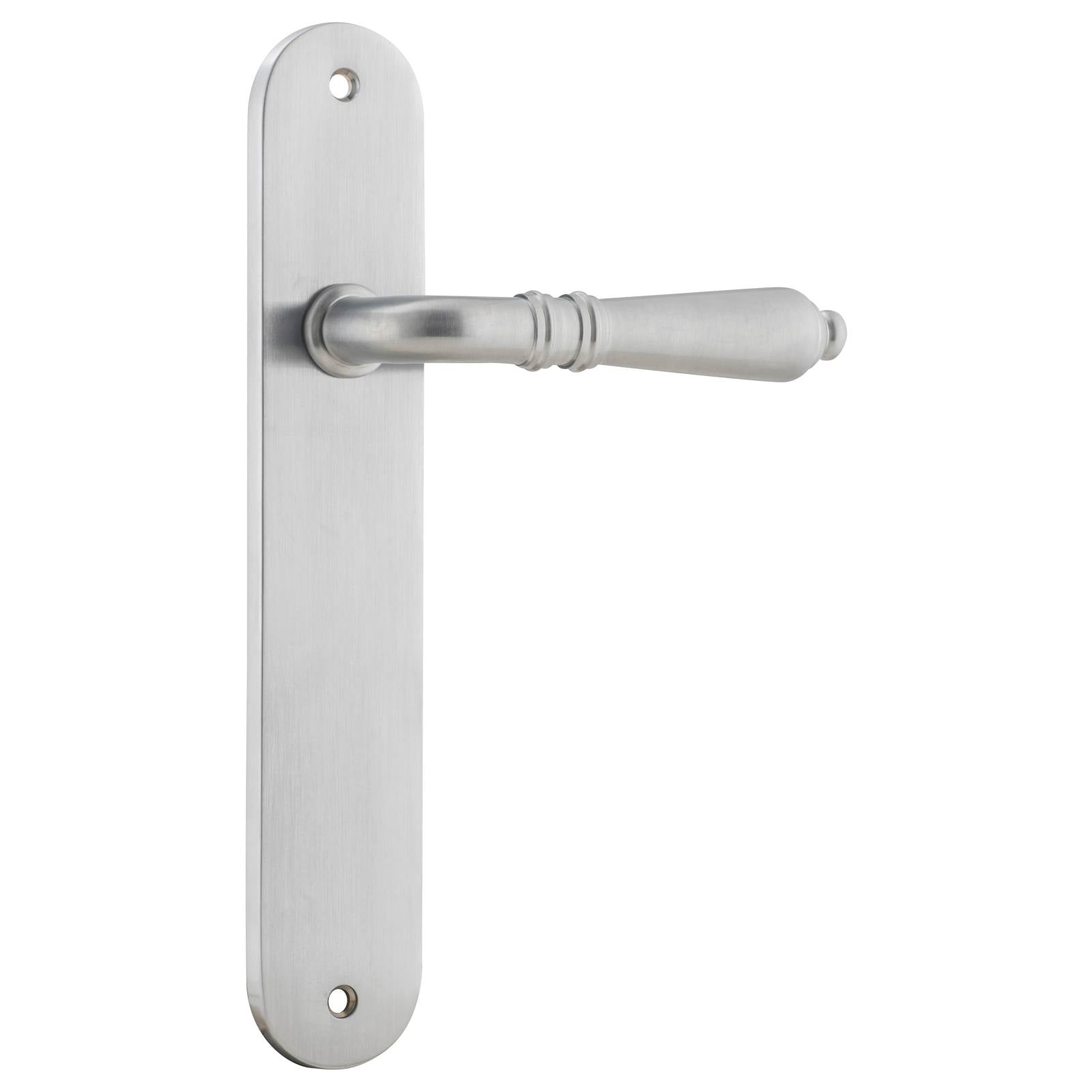 Sarlat Oval Lever Latch Set, Brushed Chrome