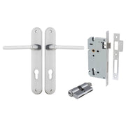 Baltimore Lever Oval Backplate Entrance Kit w High Security Lock Brushed Chrome