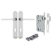 Baltimore Lever Oval Backplate Entrance Kit w High Security Lock Brushed Chrome