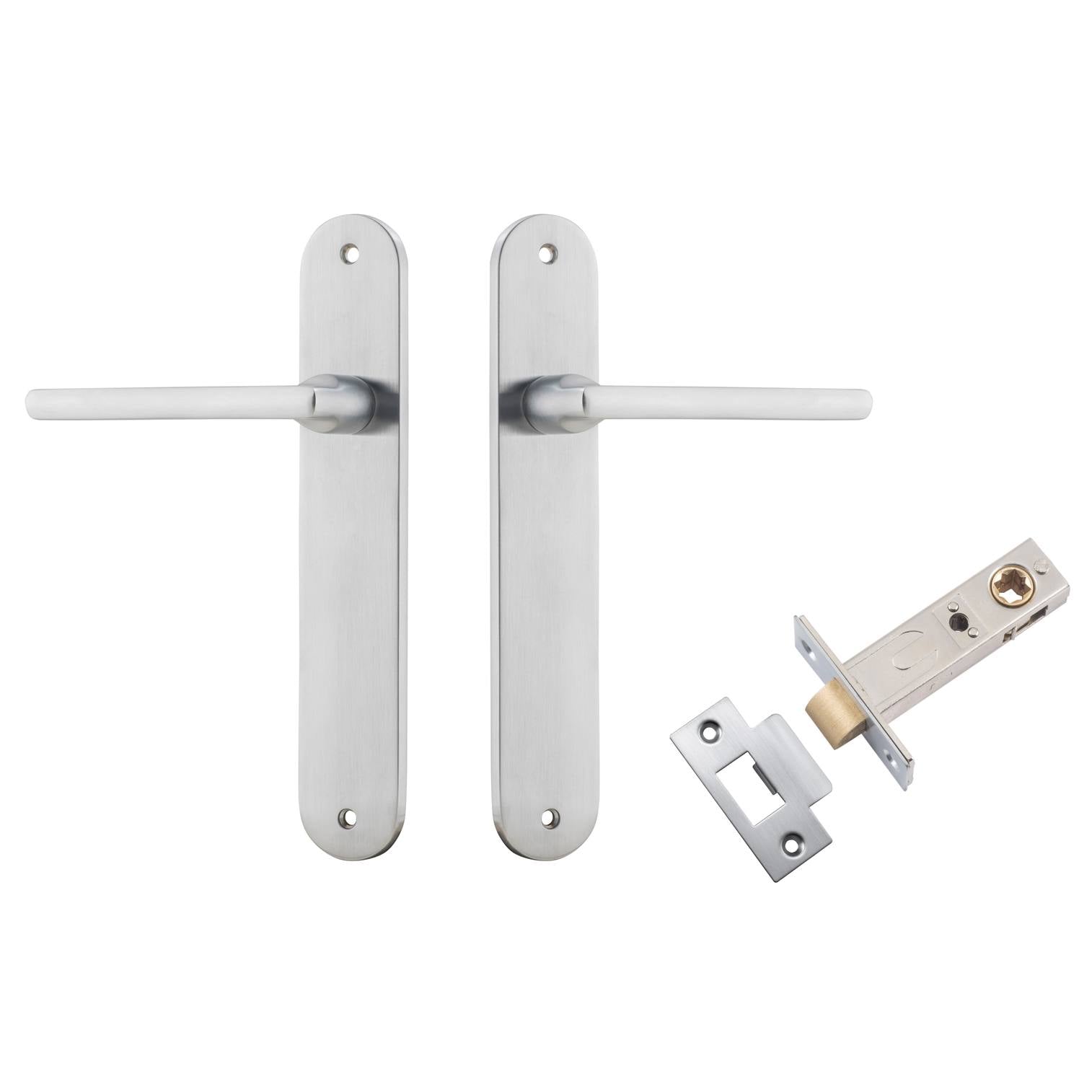 Baltimore Lever Oval Backplate Passage Kit Brushed Chrome