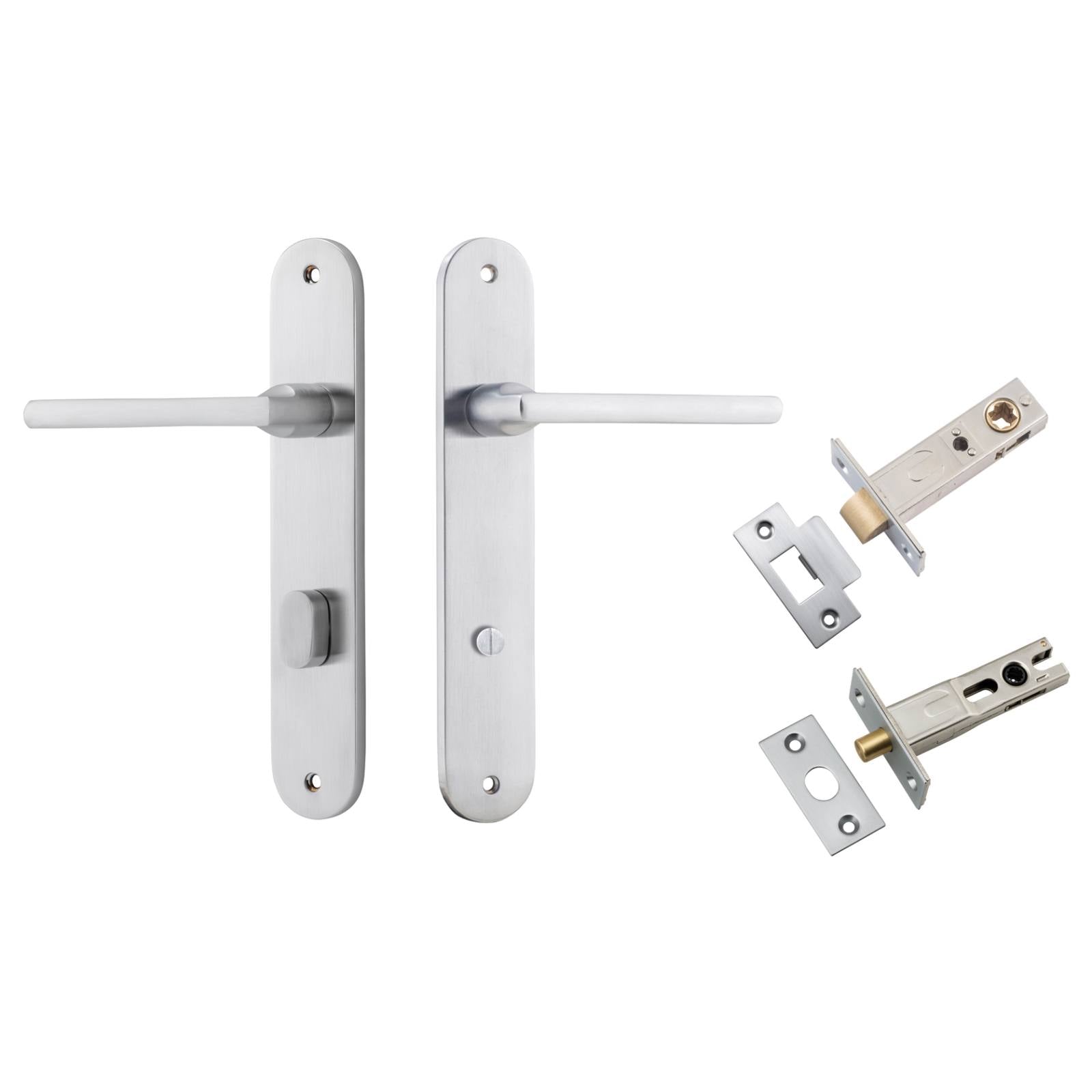 Baltimore Lever Oval Backplate Privacy Kit w Privacy Turn Brushed Chrome