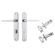 Baltimore Lever Oval Backplate Privacy Kit w Privacy Turn Brushed Chrome
