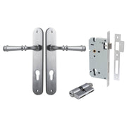 Verona Lever Oval Backplate Entrance Kit w High Security Lock Brushed Chrome