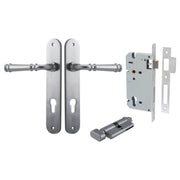 Verona Lever Oval Backplate Entrance Kit w High Security Lock Brushed Chrome