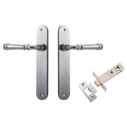 Verona Lever Oval Backplate Passage Kit Brushed Chrome