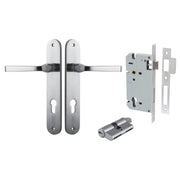 Annecy Lever Oval Backplate Entrance Kit w High Security Lock Brushed Chrome