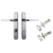 Annecy Lever Oval Backplate Privacy Kit w Privacy Turn Brushed Chrome